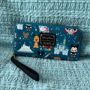 Loungefly Disney Parks Teal Long Wristlet Wallet